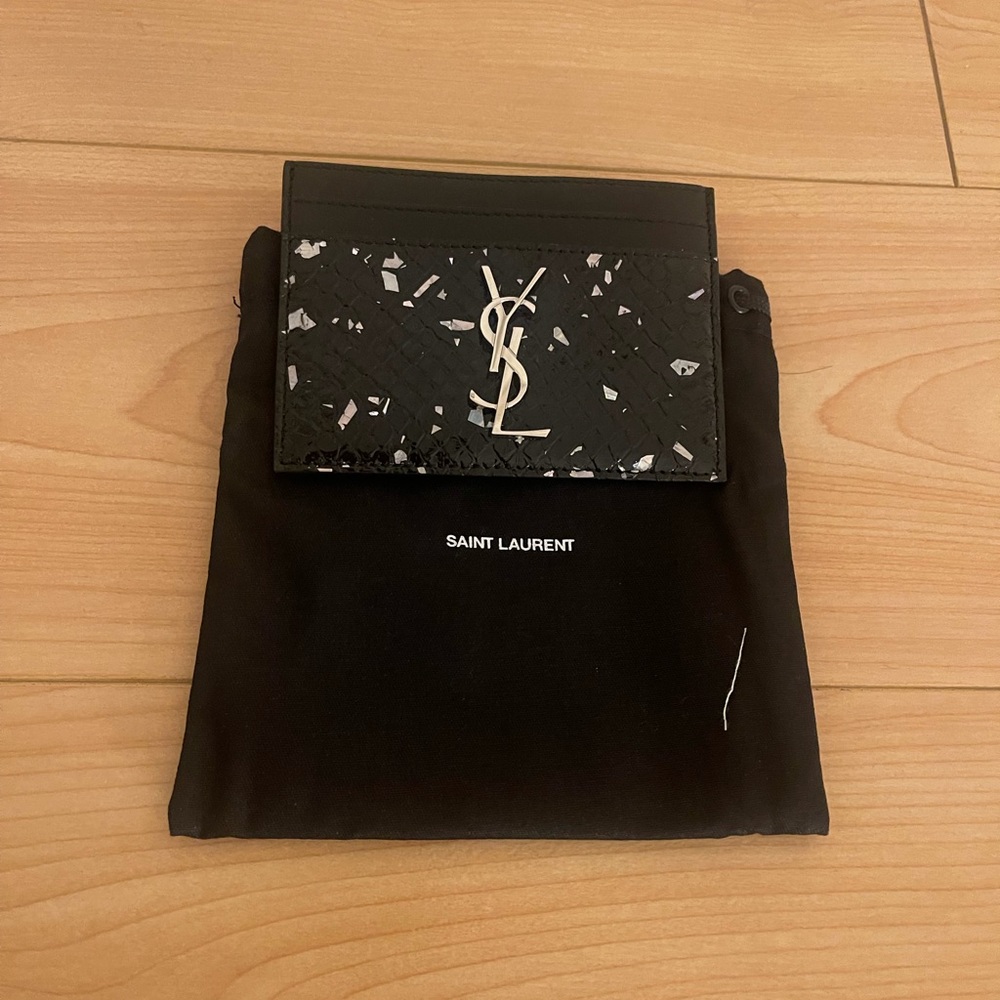 Saint Laurent Black and Silver Card Holder